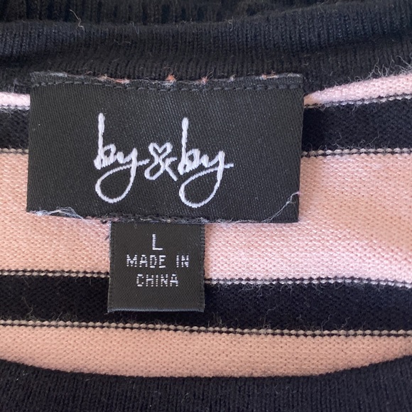 By & By Pink and Black Stripped Sweater - Picture 4 of 5